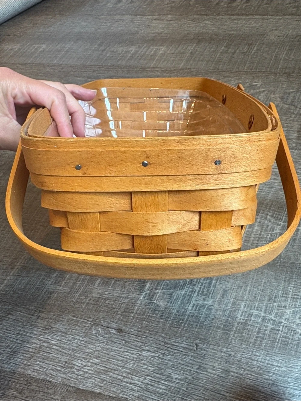 Longaberger Medium Vegetable Basket w/ Protector Handles Vintage